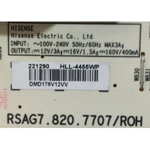 KIT DE TARJETAS PARA SMART TV HISENSE / MAIN 220713 / RSAG7.820.7412/ROH / FUENTE 221290 / RSAG7.820.7707/ROH / HLL-4455WP / CQC13134095636 / E166702 / T-CON  6870C-0743A / 5435A / PANEL HD600N3U22\S1\GM\ROH 220696 / MODELO 60H6E